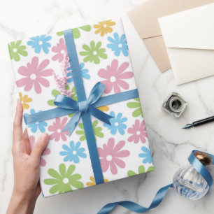 Papier Cadeau Motif d'art floral coloré rétro pour l'été