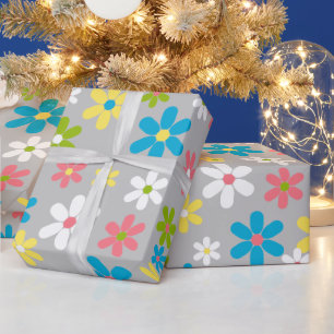 Papier Cadeau Motif d'art floral de printemps simple et lumineux