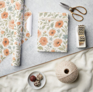 Papier Cadeau Motif d'art floral français chic shabby élégant