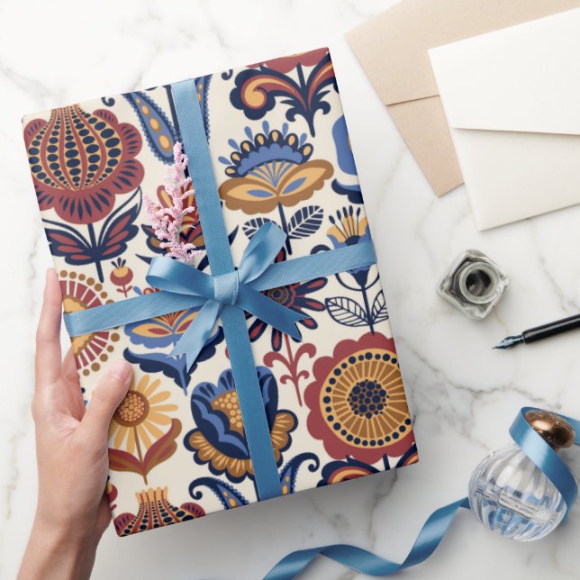 Papier Cadeau Motif d'art populaire  (Cadeaux)