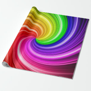 Papier Cadeau Motif d'art Spiral Colorful Tie Dye Rainbow Swirl