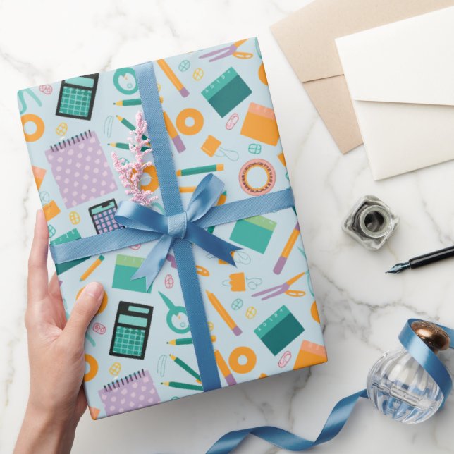 Papier Cadeau Motif d'articles scolaires (Cadeaux)