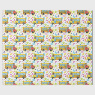 Papier Cadeau motif d'autobus scolaire