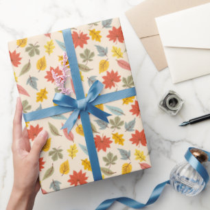 Papier Cadeau Motif d'automne feuille colorée