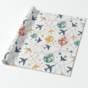 Papier Cadeau Motif d'aviation pour les voyages mondiaux (2)