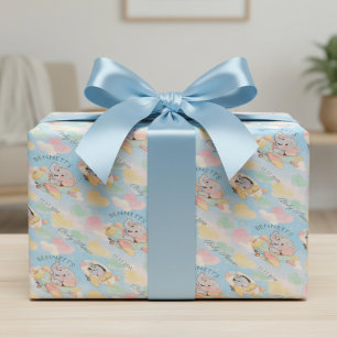 Papier Cadeau Motif de Baby Shower d'éléphant en avion à aquarel
