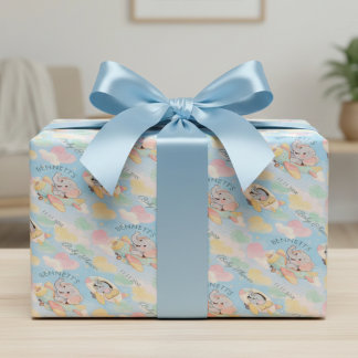 Papier Cadeau Motif de Baby Shower d'éléphant en avion à aquarel