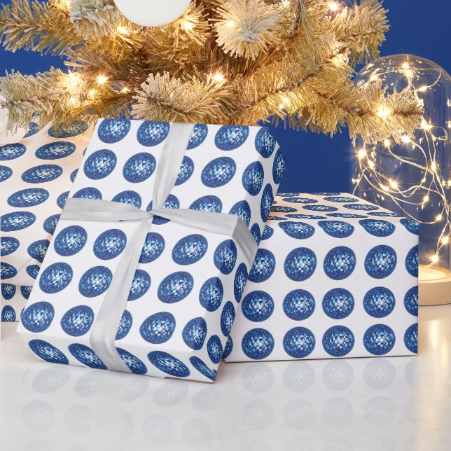 Papier Cadeau Motif de bal Blue Disco (Vacances)