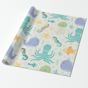 Papier Cadeau Motif de baleine sous la mer