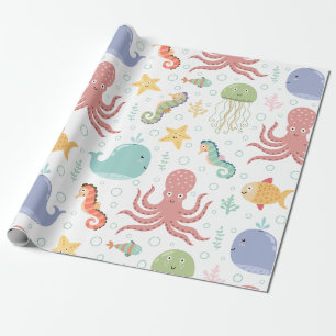 Papier Cadeau Motif de baleine sous la mer