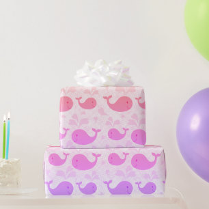 Papier Cadeau Motif de baleines roses mignonnes