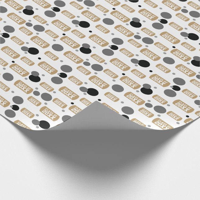 Papier Cadeau Motif de balise et de points Gold "Class Of" (Coin)