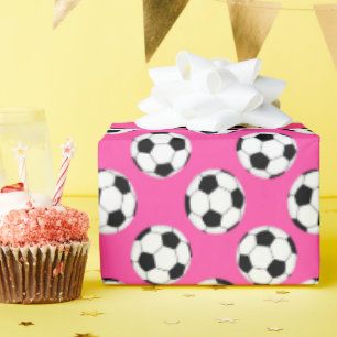 Papier Cadeau Motif de balle de football rose