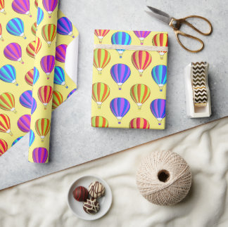 Papier Cadeau Motif de ballon à air chaud coloré