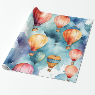 Papier Cadeau Motif de ballon à air chaud coloré