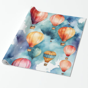 Papier Cadeau Motif de ballon à air chaud coloré