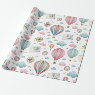 Papier Cadeau Motif de ballon à air chaud vintage (1)