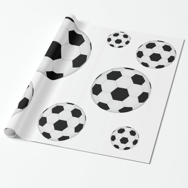 Papier Cadeau Motif de ballon de football (Déroulé)