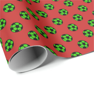 Papier Cadeau Motif de ballon de football vert