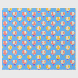 Papier Cadeau Motif de ballons à air chaud rouge et jaune
