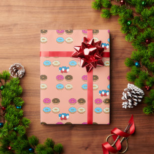 Papier Cadeau Motif de ballons et de donuts variés
