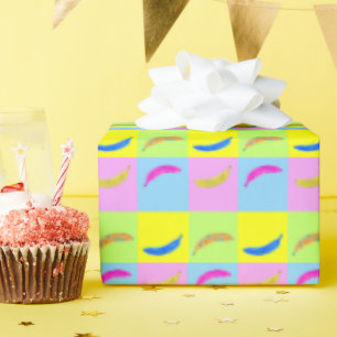 Papier Cadeau Motif de banane colorée en style pop art
