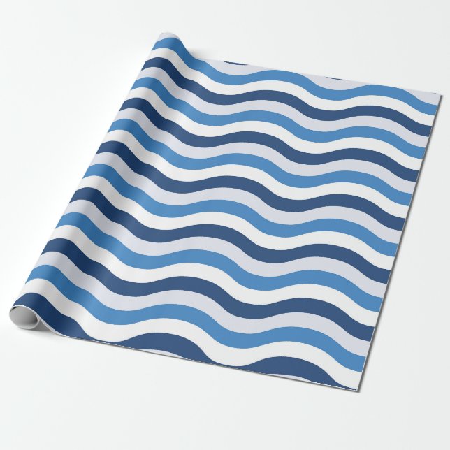 Papier Cadeau Motif de bande de vague bleue (Déroulé)