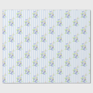 Papier Cadeau Motif de bandes botaniques de myrtille à l'aquarel