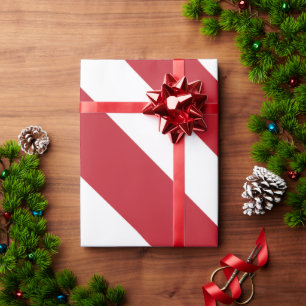 Papier Cadeau Motif de bandes diagonales blanches rouges