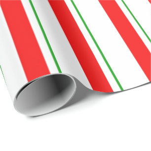 Papier Cadeau Motif de bandes vert, blanc, rouge