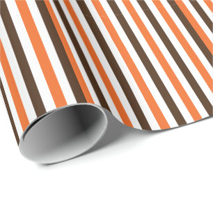 Papier Cadeau Motif de bandes verticales Brown orange