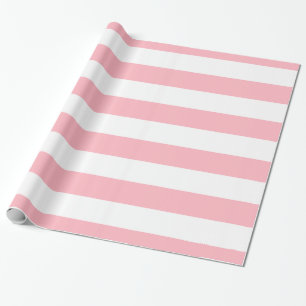 Papier Cadeau Motif de bandes XL rose et blanc