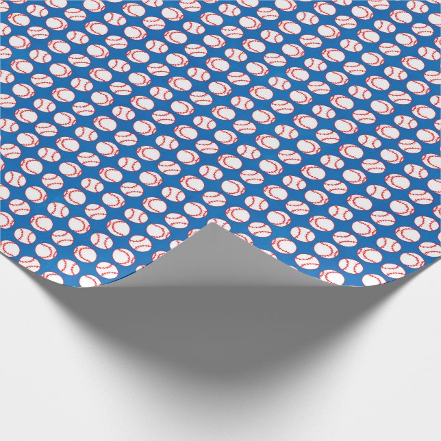 Papier Cadeau Motif de base-ball sur le bleu (Coin)