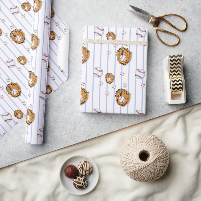 Papier Cadeau Motif de baseball et gant (Artisanat)