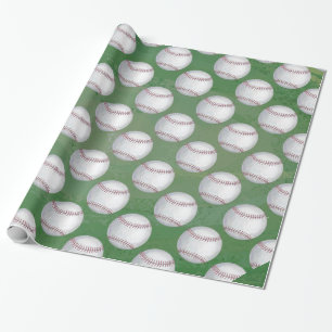 Papier Cadeau Motif de baseball sur fond vert
