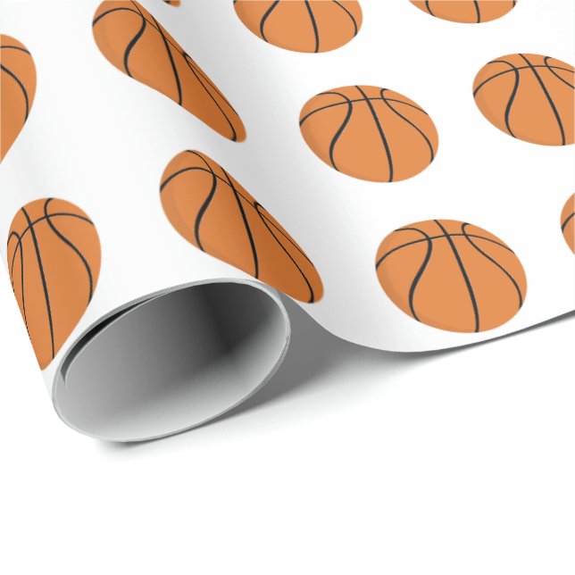 Papier Cadeau Motif de basket-ball | Toute couleur Arrière - pla (Coin rond)