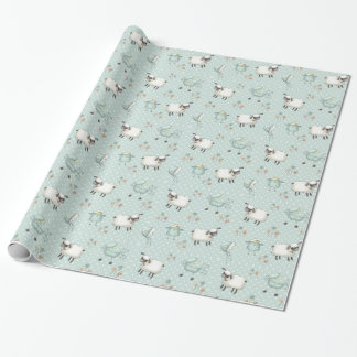 Papier Cadeau Motif de bébé de vert sauge