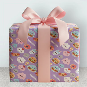 Papier Cadeau Motif de beignet de burger de fast-food Kawaii