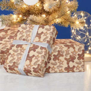 Papier Cadeau Motif de biscuit de Noël au gingembre