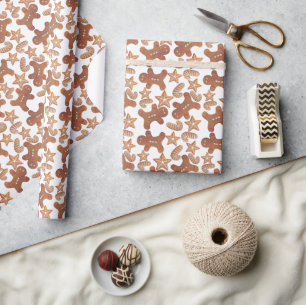 Papier Cadeau Motif de biscuit de Noël au gingembre