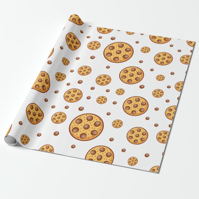 Papier Cadeau Motif de biscuits aux pépites de chocolat sans cou (Déroulé)