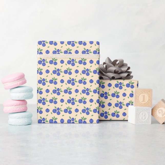 Papier Cadeau Motif de bleuets doux (Baby Shower)