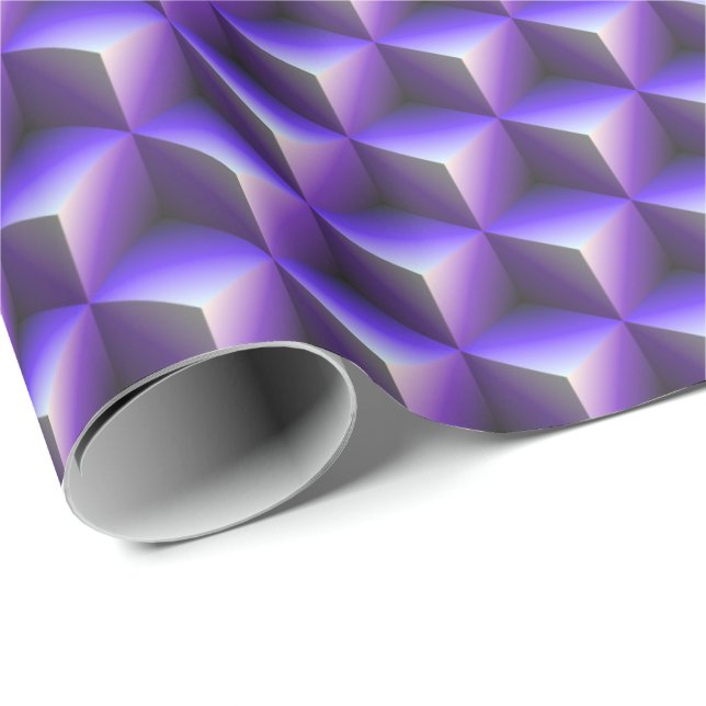 Papier Cadeau Motif de bloc de cube violet abstrait (Coin rond)