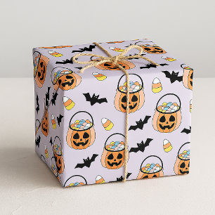 Papier Cadeau Motif de bonbons et chauves-souris Halloween