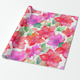 Papier Cadeau Motif de bougainvilliers tropicaux