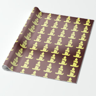 Papier Cadeau Motif de bougie minimaliste sur fond marron