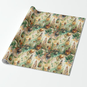 Papier Cadeau Motif de bouteilles apothécaires vintages (3)