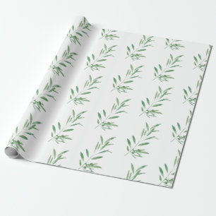 Papier Cadeau Motif de branche d'olive aquarelle