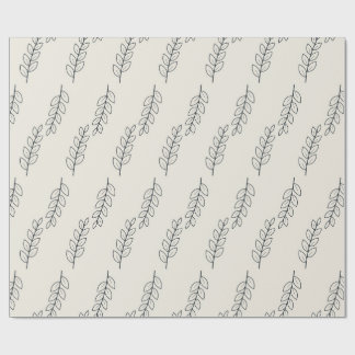 Papier Cadeau Motif de brindille de laurier encre sur ivoire