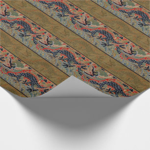 Papier Cadeau Motif de broderie en soie de dragon chinois antiqu